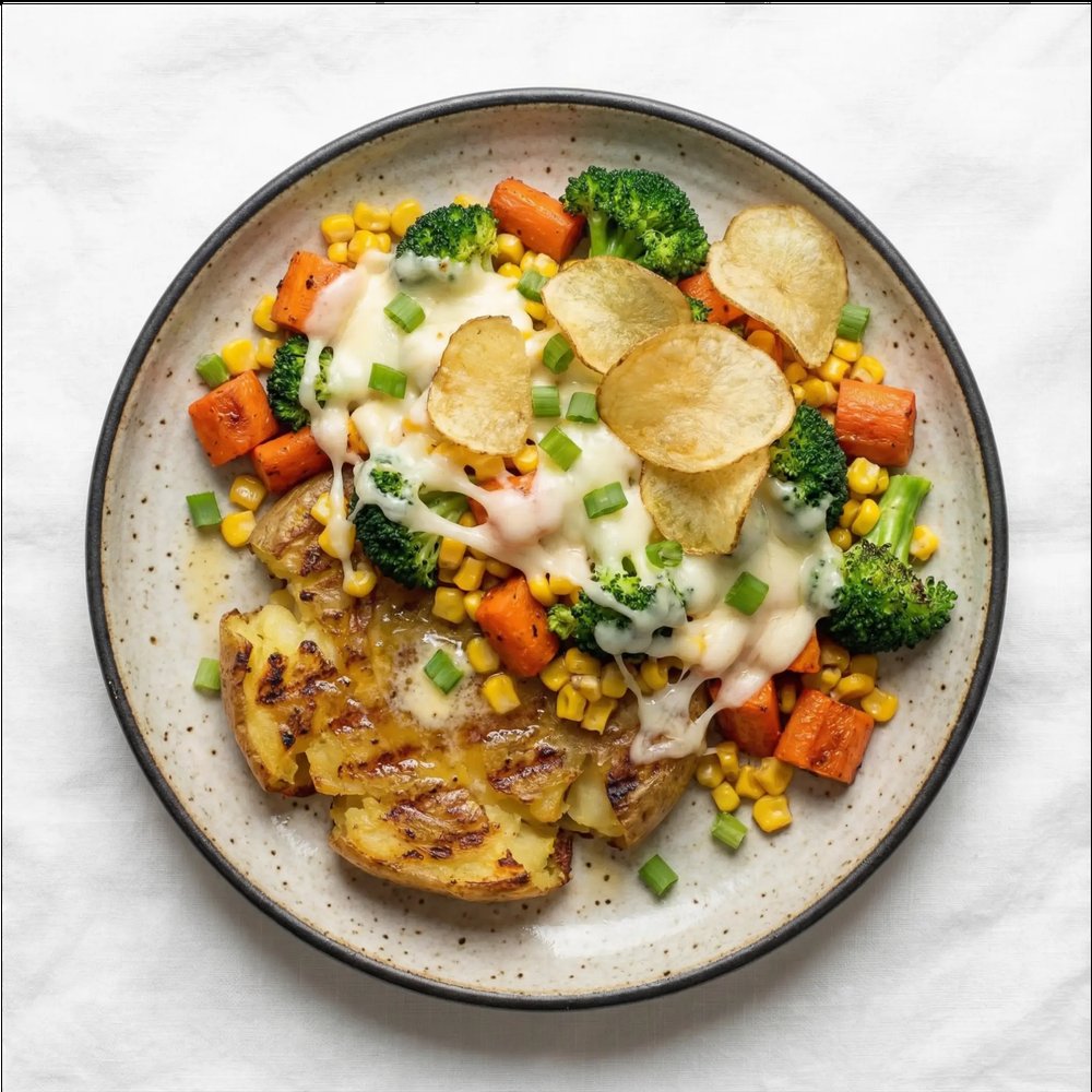 Cheesy Veggie Smashed Potato