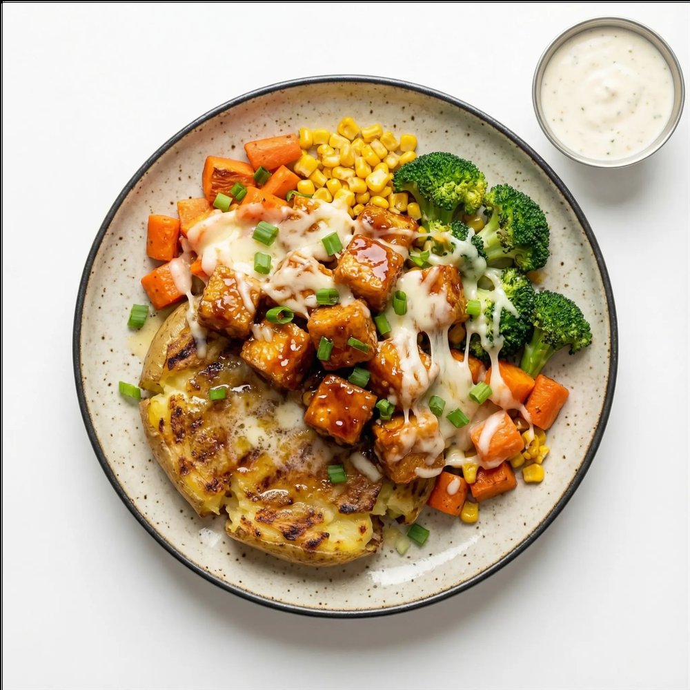 Crispy Tofu Smashed Potato