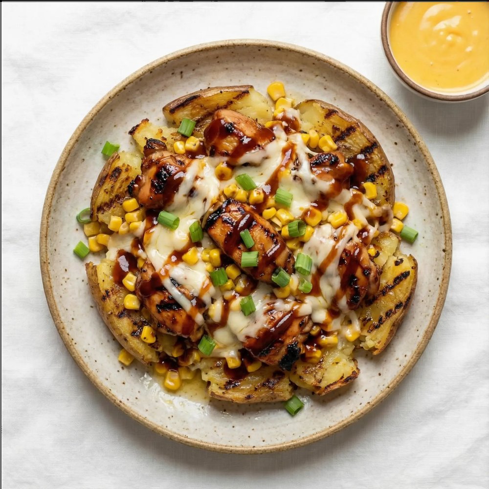 Garlic BBQ Chicken Smashed Potato
