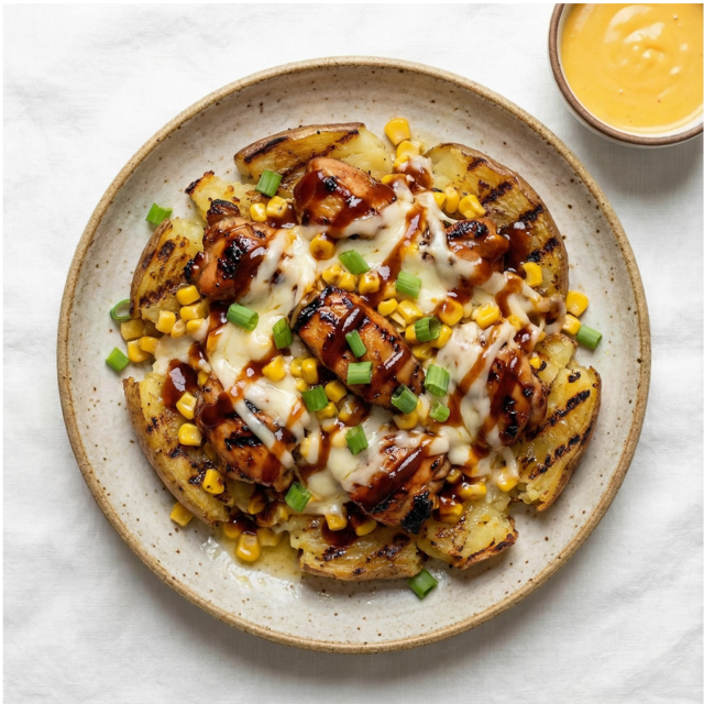 Garlic BBQ Chicken Smashed Potato.