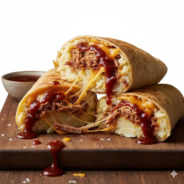 Smokey Pulled Pork Mash Wrap.