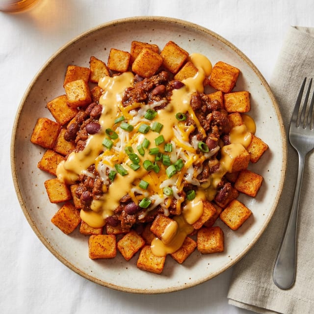 Beef Chili Potato Cubes.