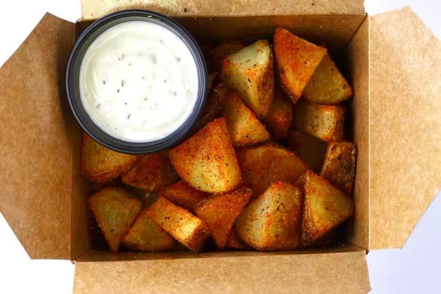 Cajun-Seasoned Potato Cubes.