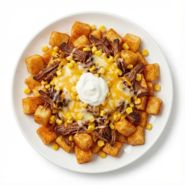 BBQ Pulled Pork Potato Cubes.