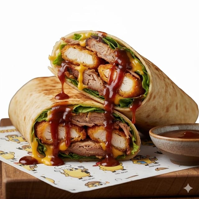 Crispy Chicken Mash Wrap.