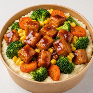 Honey BBQ Crispy Tofu Mash Bowl