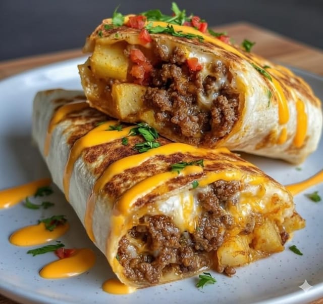 Cheesy Beef Mash Wrap.