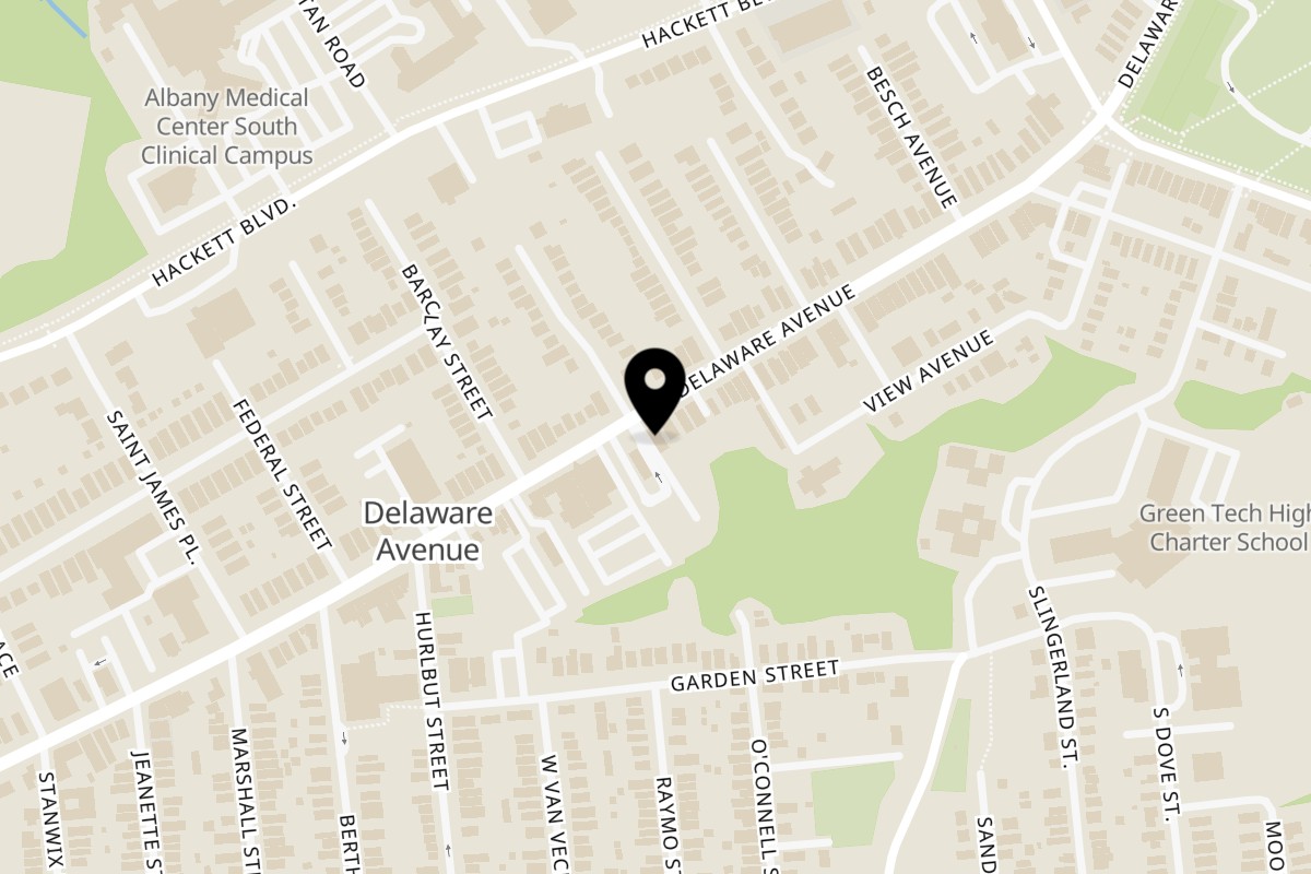 Map showing the location of MashMore on 274 Delaware Ave in Albany